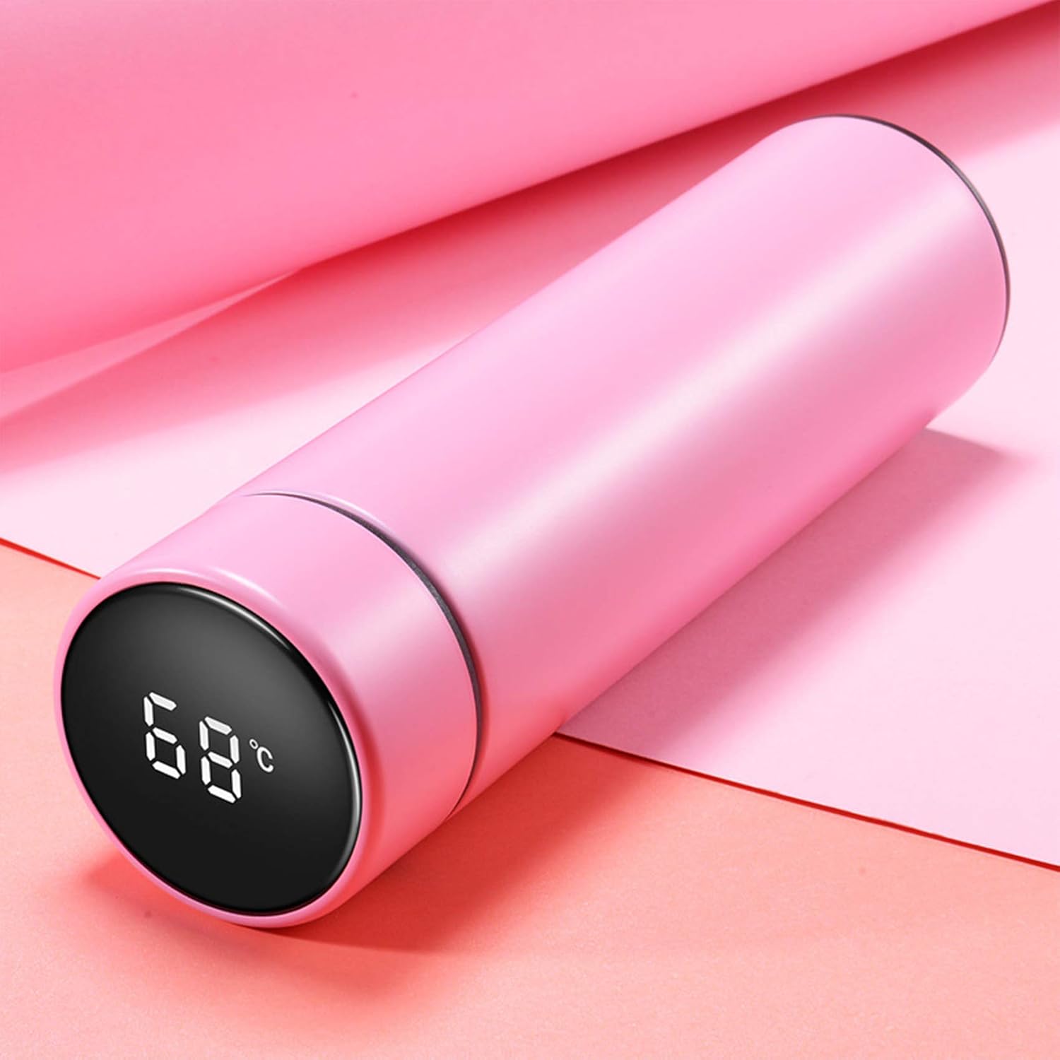 مج حراري بشاشة وعزل حراري لحفظ المشروبات - لون بينج