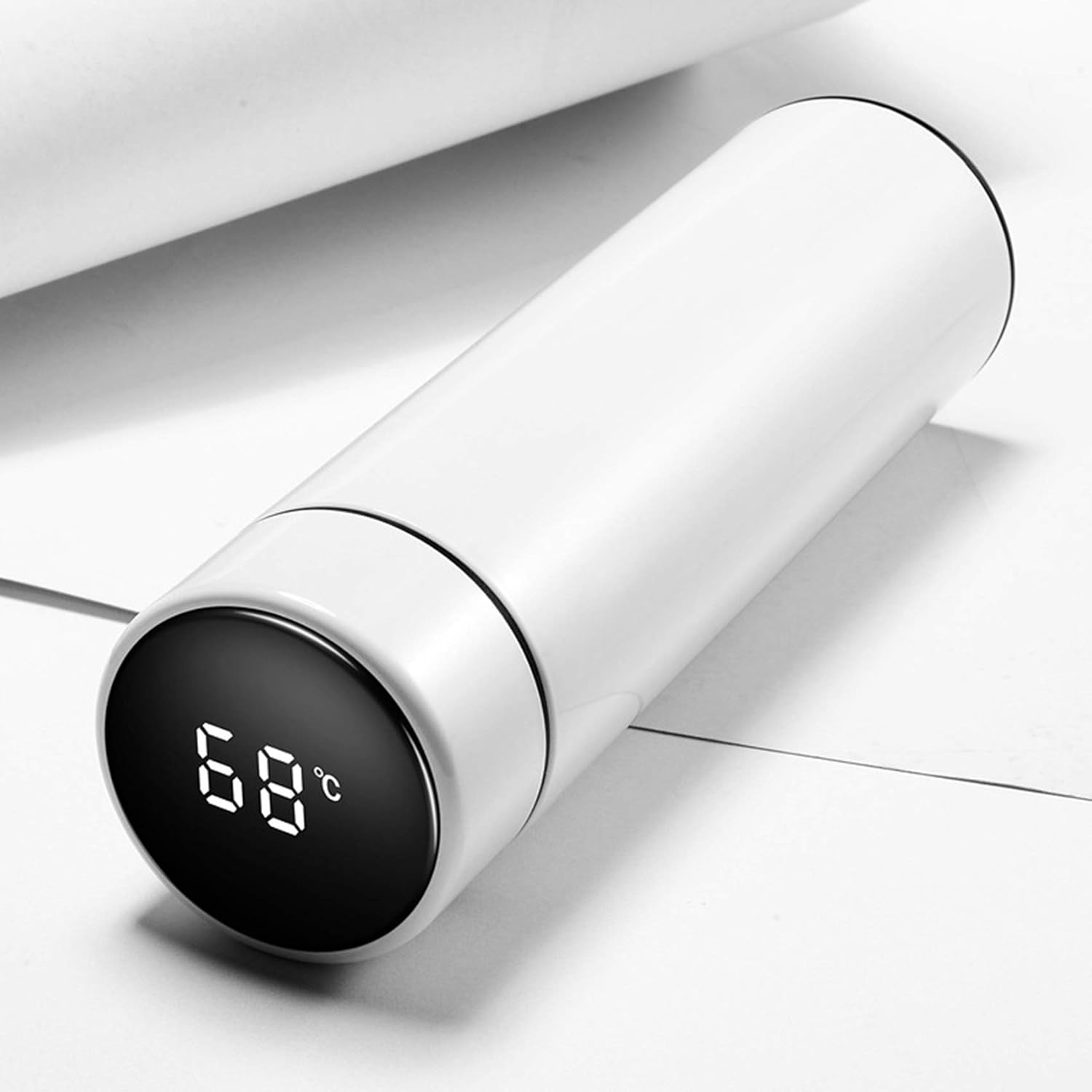 مج حراري بشاشة وعزل حراري لحفظ المشروبات - لون ابيض